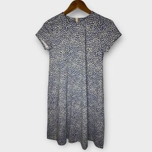 J. McLaughlin Blue‎ Animal Print Cheetah Dress Pockets Business Casual Preppy XS